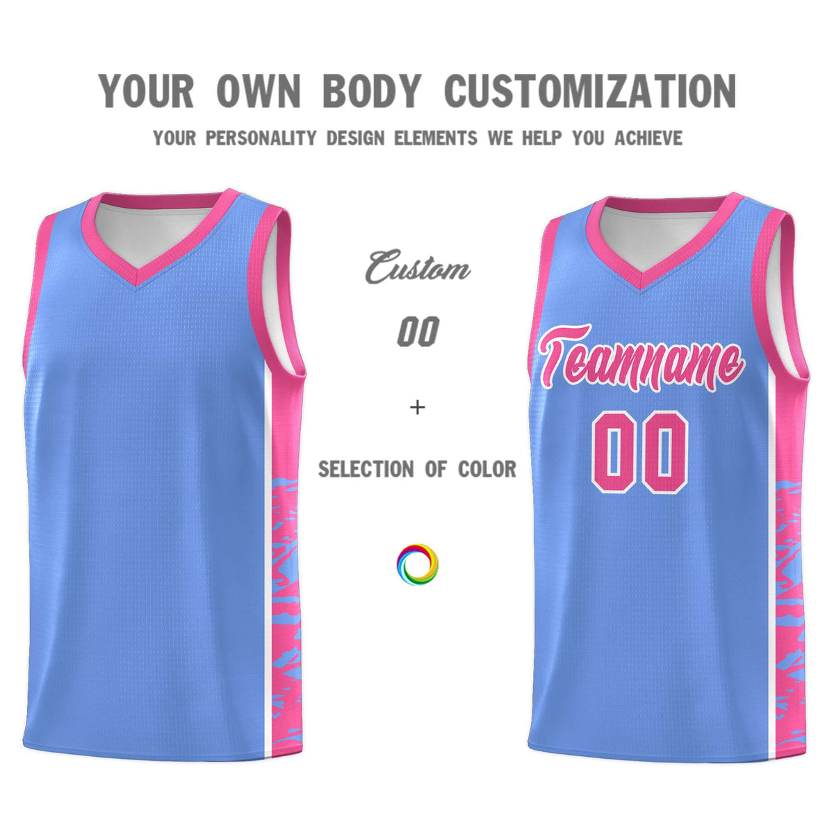 Custom Pink Pink Side Gradient Pattern Basketball Kits