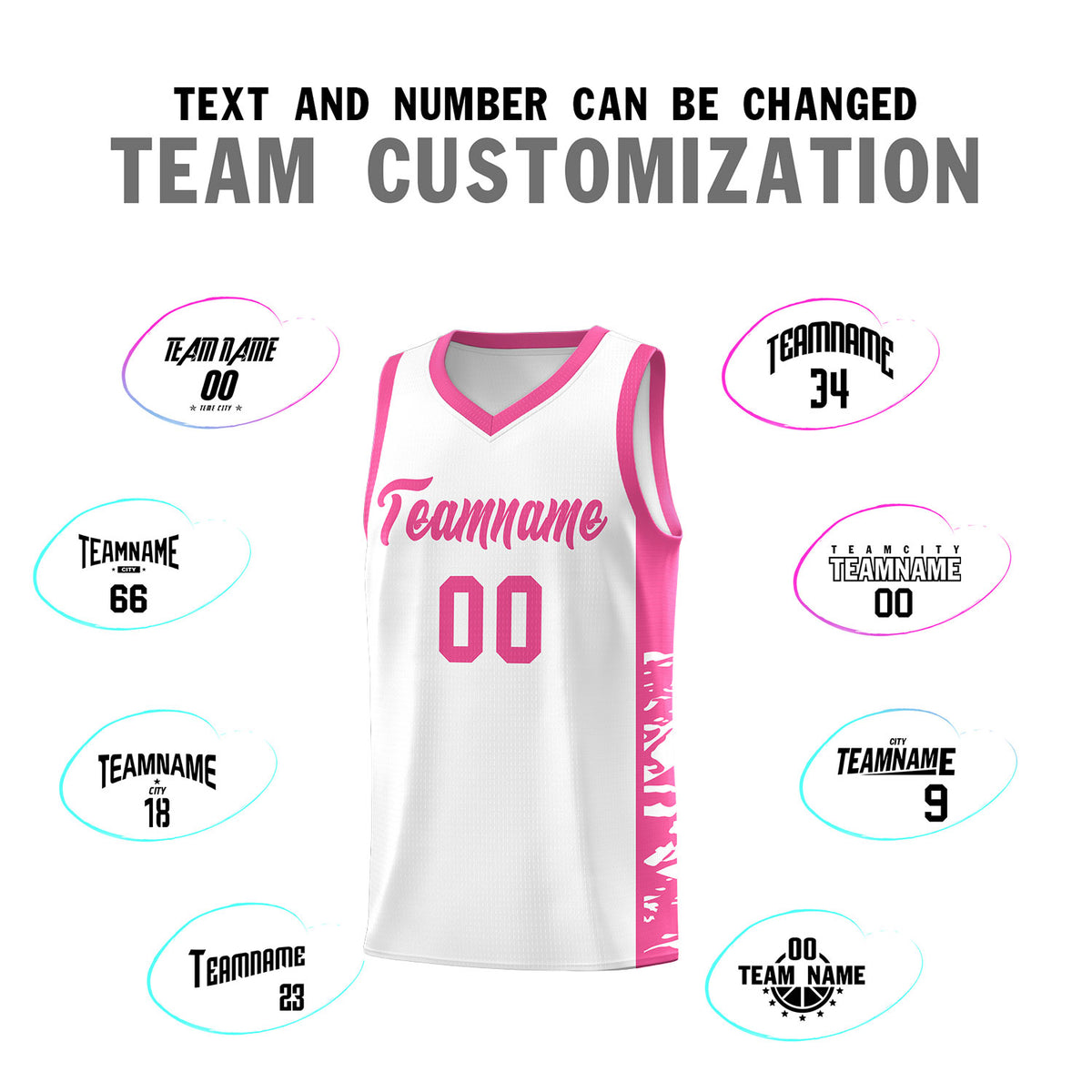 Custom White Pink Side Gradient Pattern Basketball Kits
