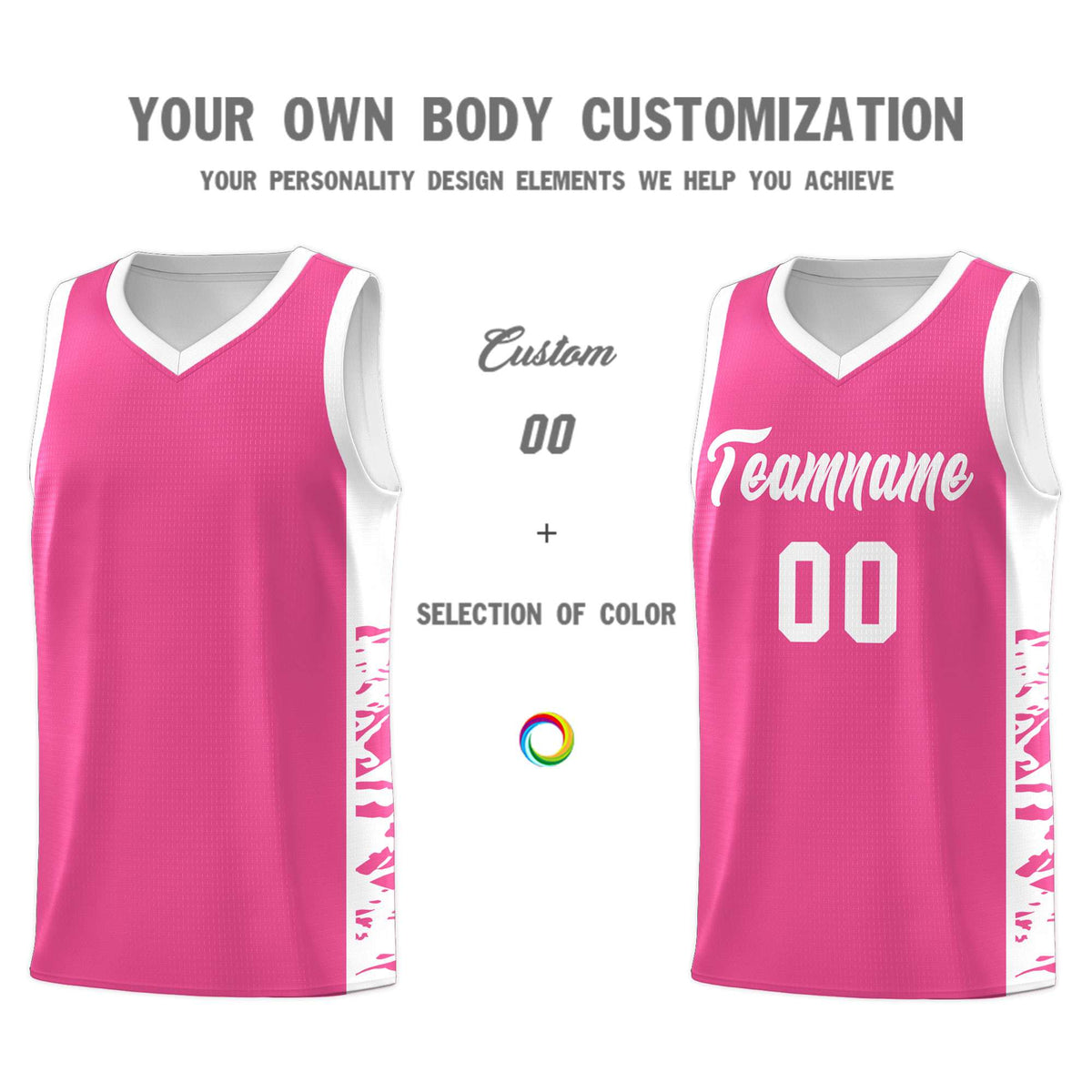 Custom Pink White Side Gradient Pattern Basketball Kits