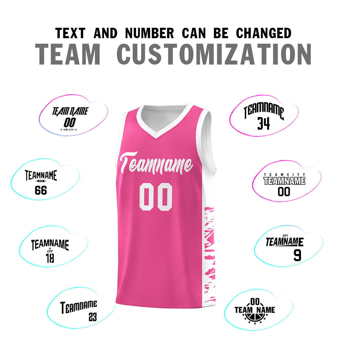 Custom Pink White Side Gradient Pattern Basketball Kits
