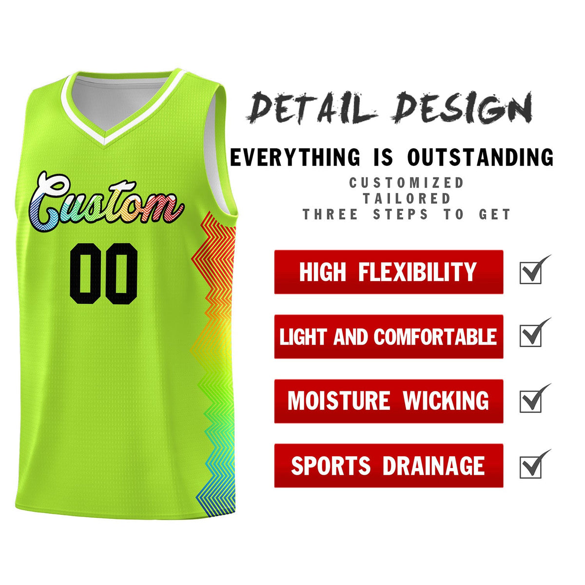 Custom Green Denver Nuggets Rainbow Side Sports Uniform Basketball Jersey