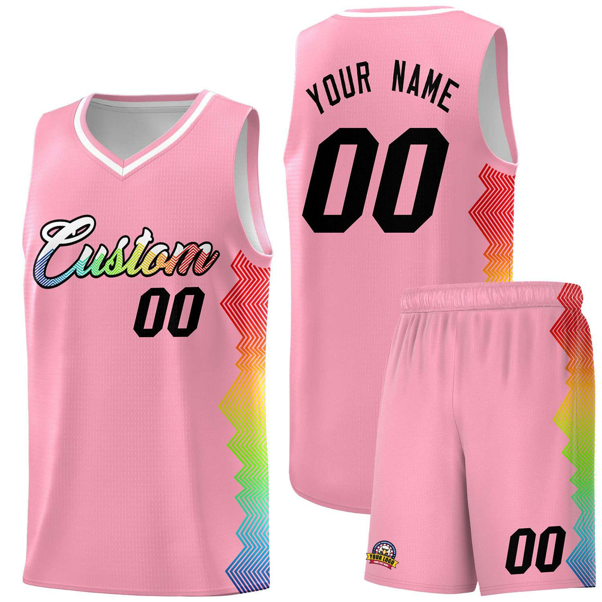Custom Orange Denver Nuggets Rainbow Side Sports Uniform Basketball Jersey
