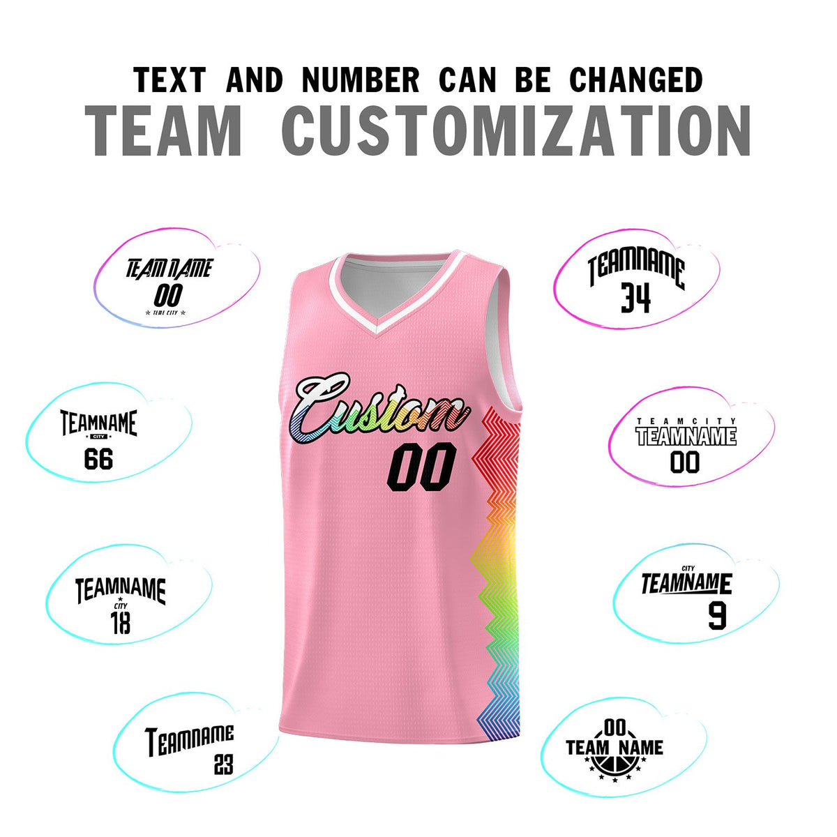 Custom Orange Denver Nuggets Rainbow Side Sports Uniform Basketball Jersey
