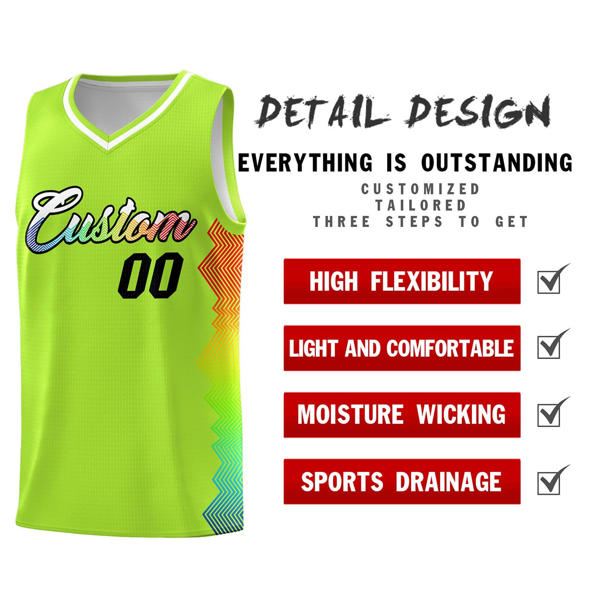 Custom Green Denver Nuggets Rainbow Side Sports Uniform Basketball Jersey