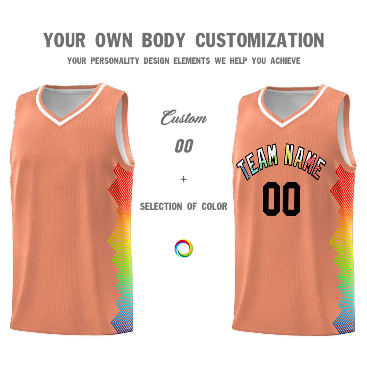 Custom Orange Denver Nuggets Rainbow Side Sports Uniform Basketball Jersey