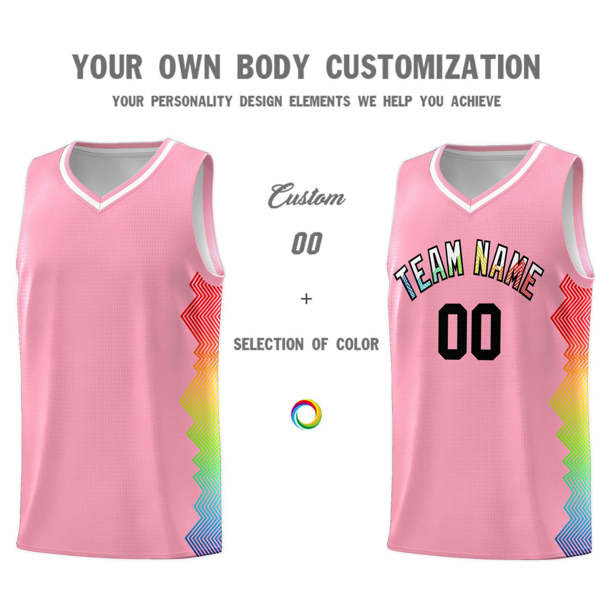 Custom Orange Denver Nuggets Rainbow Side Sports Uniform Basketball Jersey