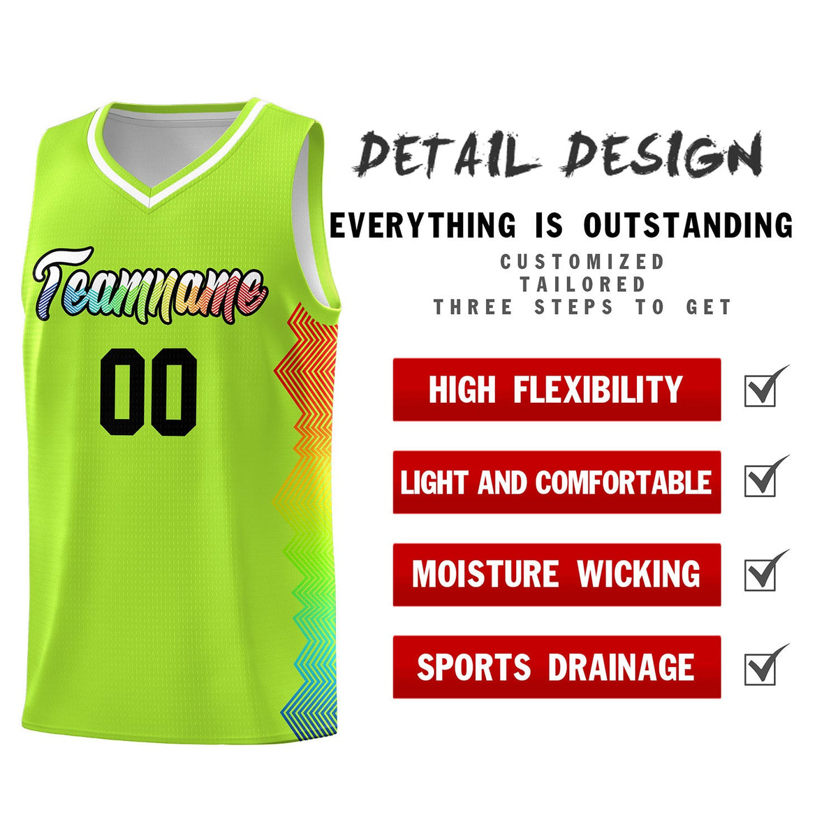 Custom Green Denver Nuggets Rainbow Side Sports Uniform Basketball Jersey