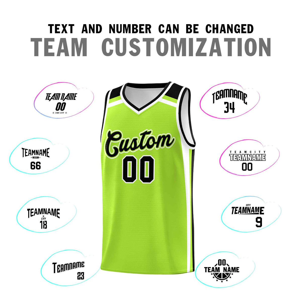 Custom Neon Green White Black Trendy Color Charge Series Sports Uniform Basketball Jersey| KXKSHOP