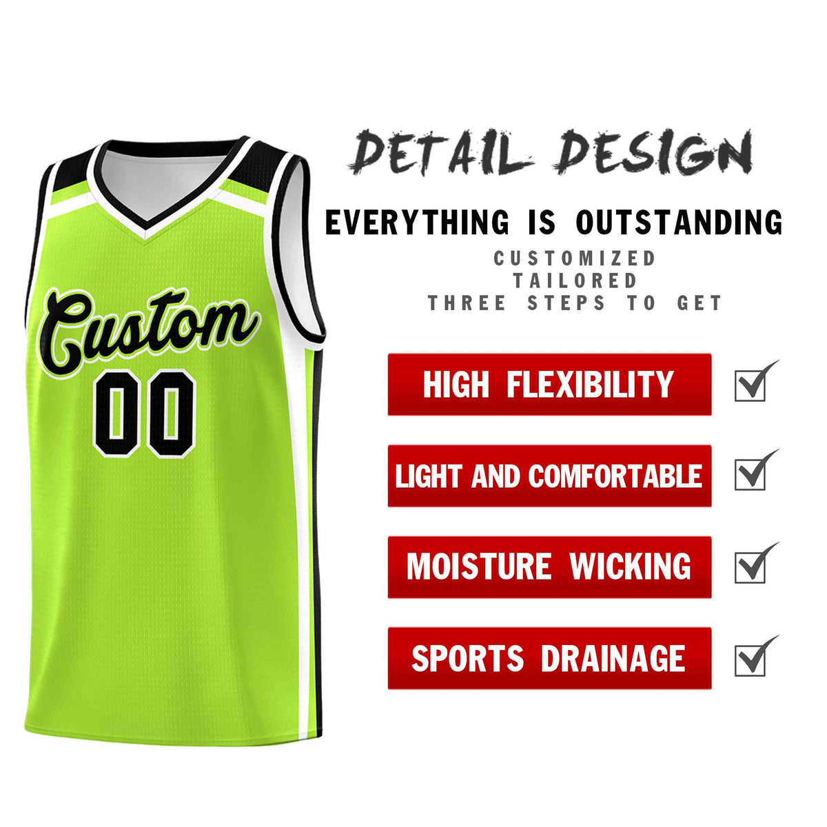 Custom Neon Green White Black Trendy Color Charge Series Sports Uniform Basketball Jersey| KXKSHOP
