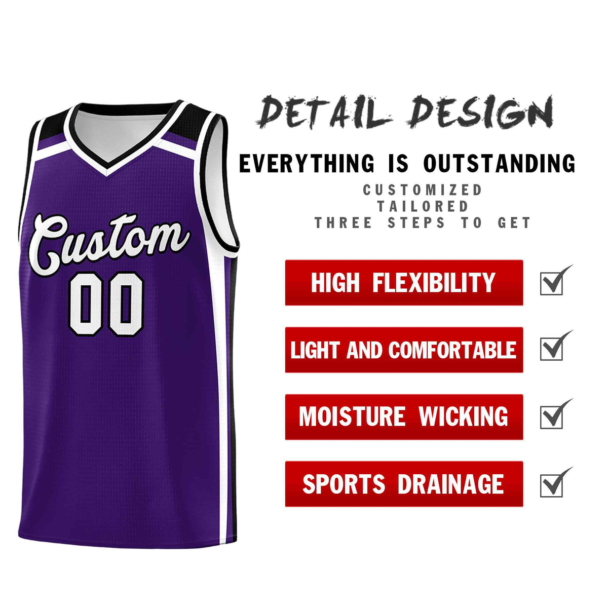 Custom Purple White Black Trendy Color Charge Series Sports Uniform Basketball Jersey| KXKSHOP