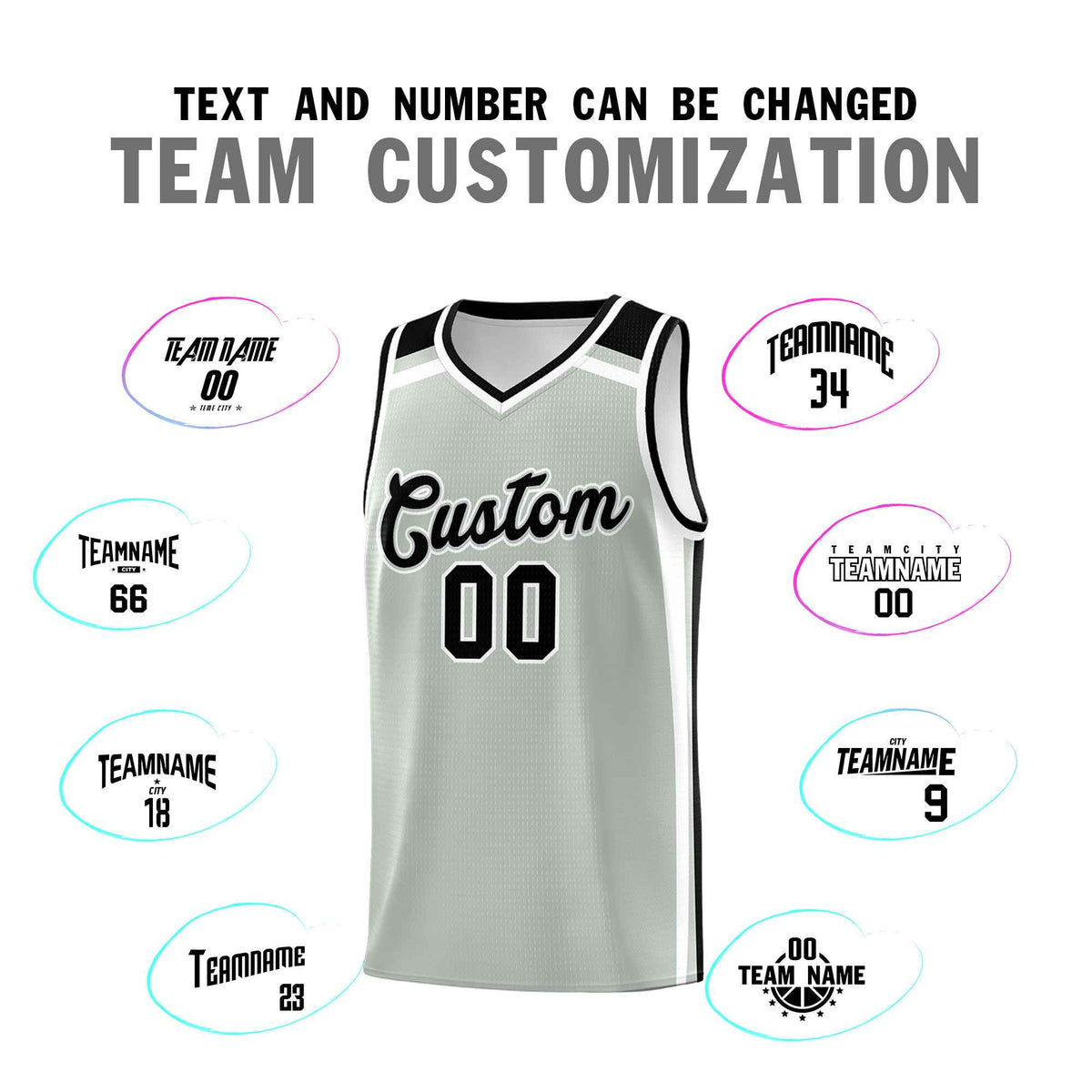 Custom Gray Black White Trendy Color Charge Series Sports Uniform Basketball Jersey| KXKSHOP