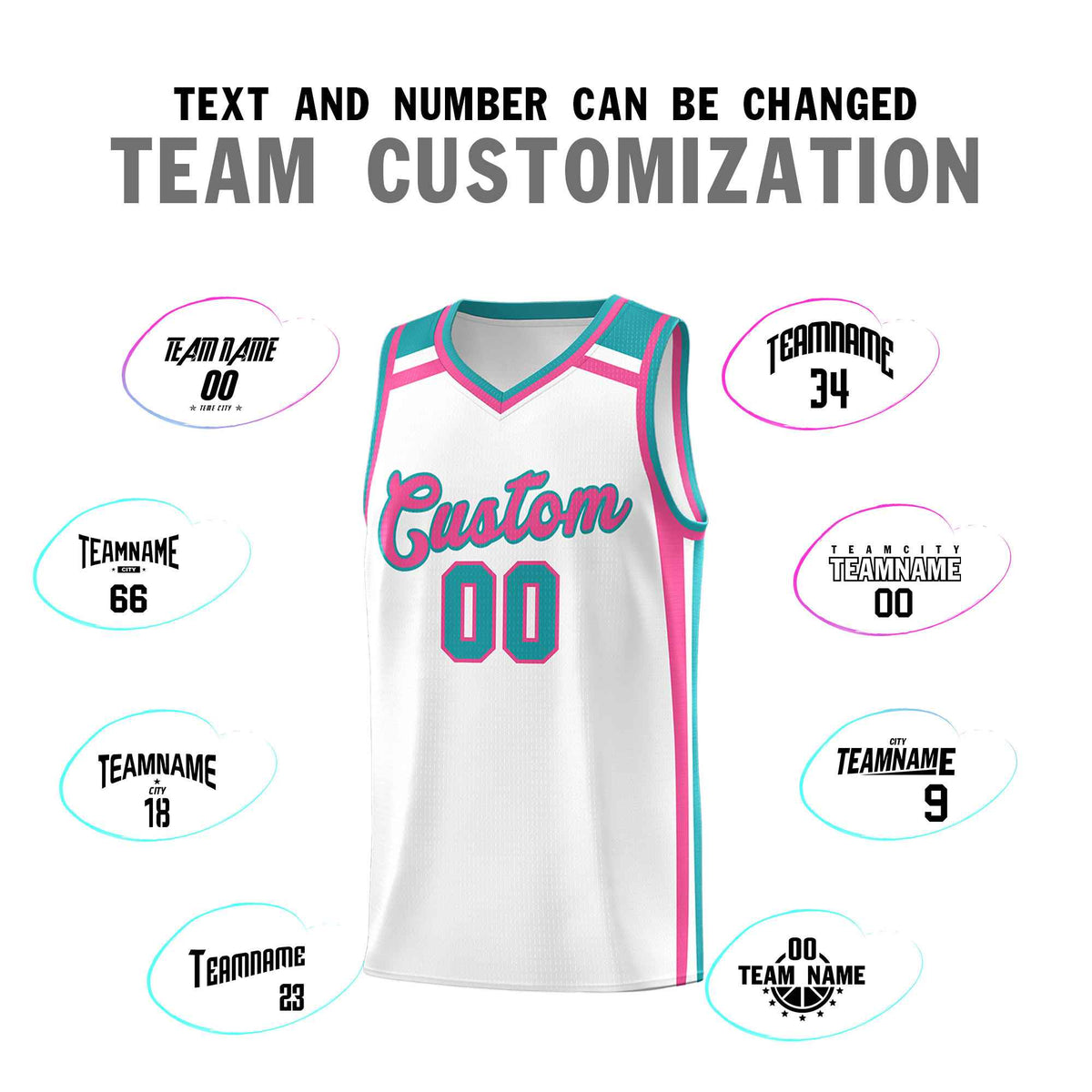 Custom White Pink Aqua Trendy Color Charge Series Sports Uniform Basketball Jersey| KXKSHOP