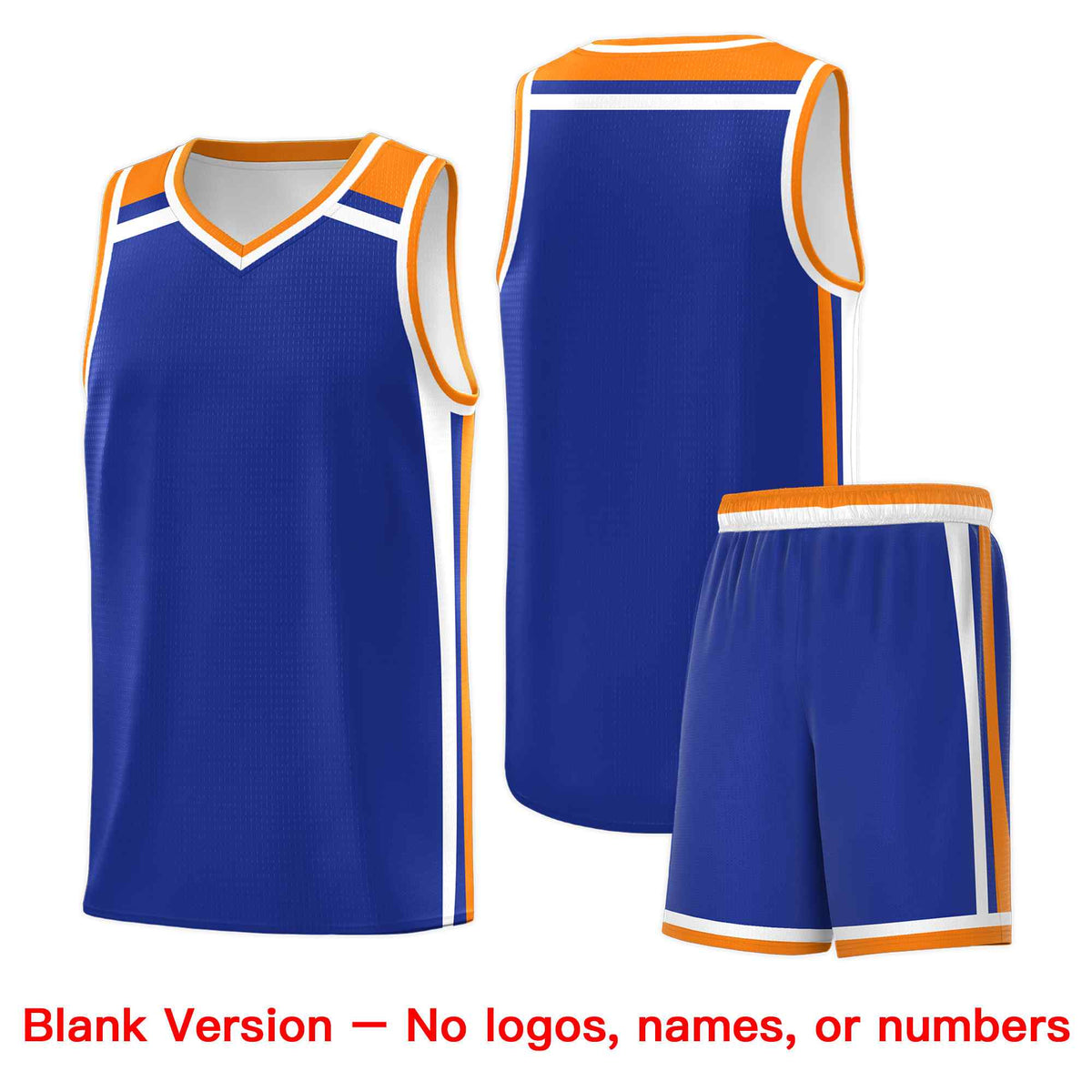 Custom Royal Blue White Orange Trendy Color Charge Series Sports Uniform Basketball Jersey| KXKSHOP