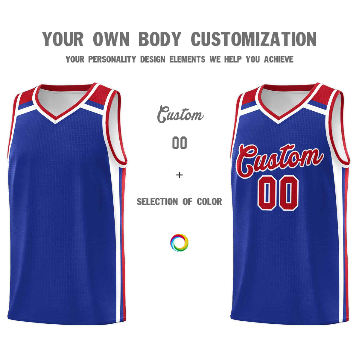 Custom Royal Blue Red White Trendy Color Charge Series Sports Uniform Basketball Jersey| KXKSHOP