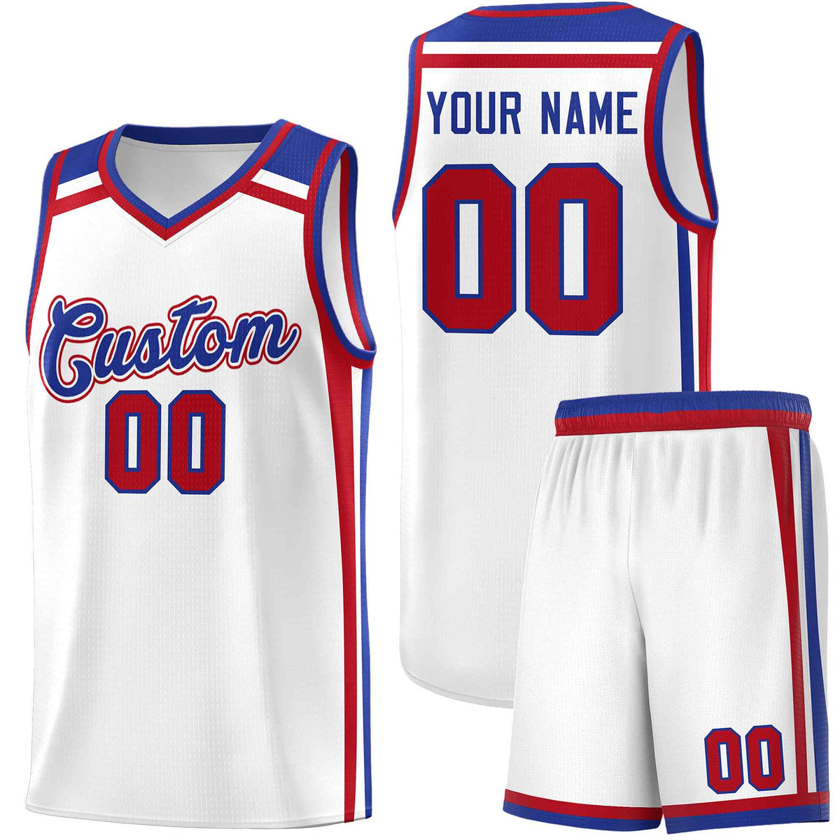 Custom White Royal Blue Red Trendy Color Charge Series Sports Uniform Basketball Jersey| KXKSHOP