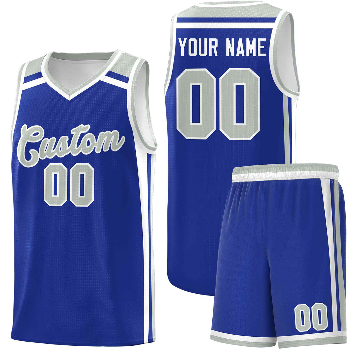 Custom Royal Blue White Gray Trendy Color Charge Series Sports Uniform Basketball Jersey| KXKSHOP