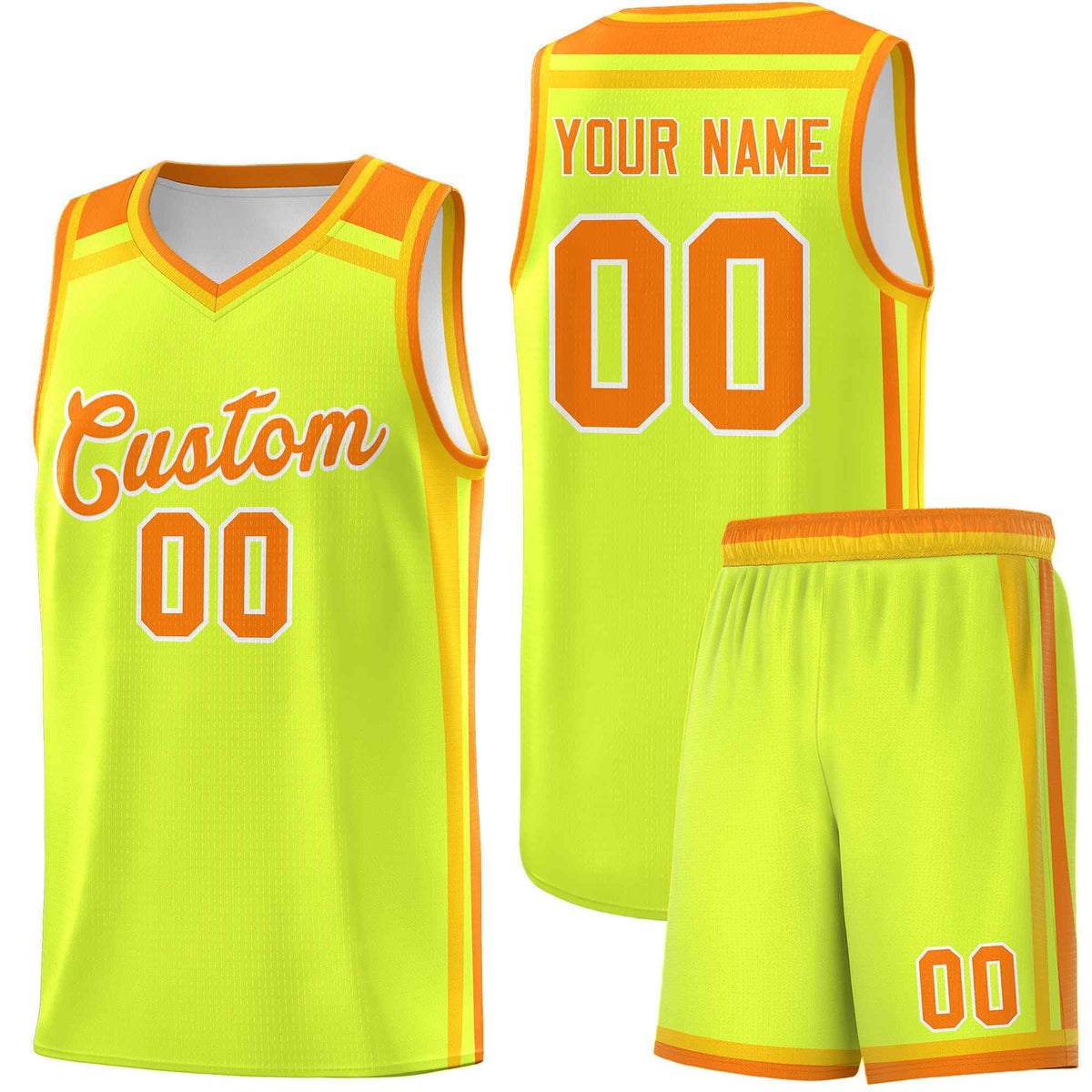 Custom Fluorescent Green Yellow Orange Trendy Color Charge Series Sports Uniform Basketball Jersey| KXKSHOP