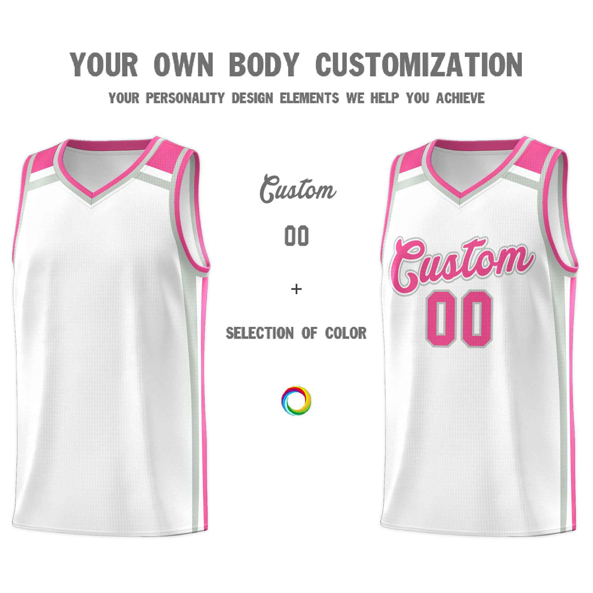 Custom White Gray Pink Trendy Color Charge Series Sports Uniform Basketball Jersey| KXKSHOP