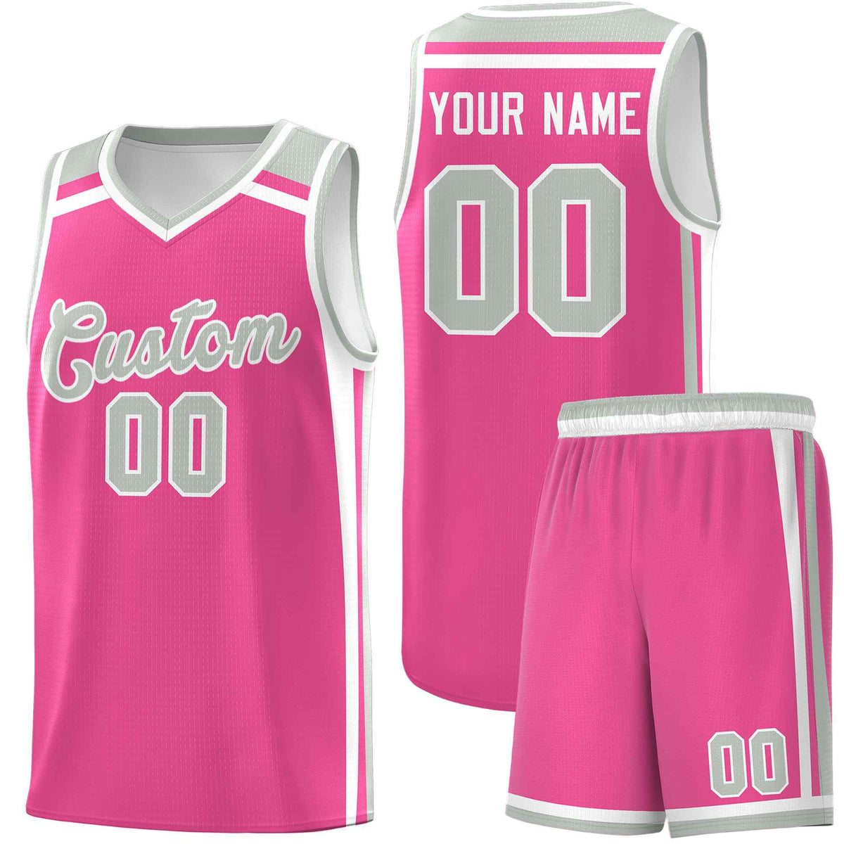Custom Pink White Gray Trendy Color Charge Series Sports Uniform Basketball Jersey| KXKSHOP