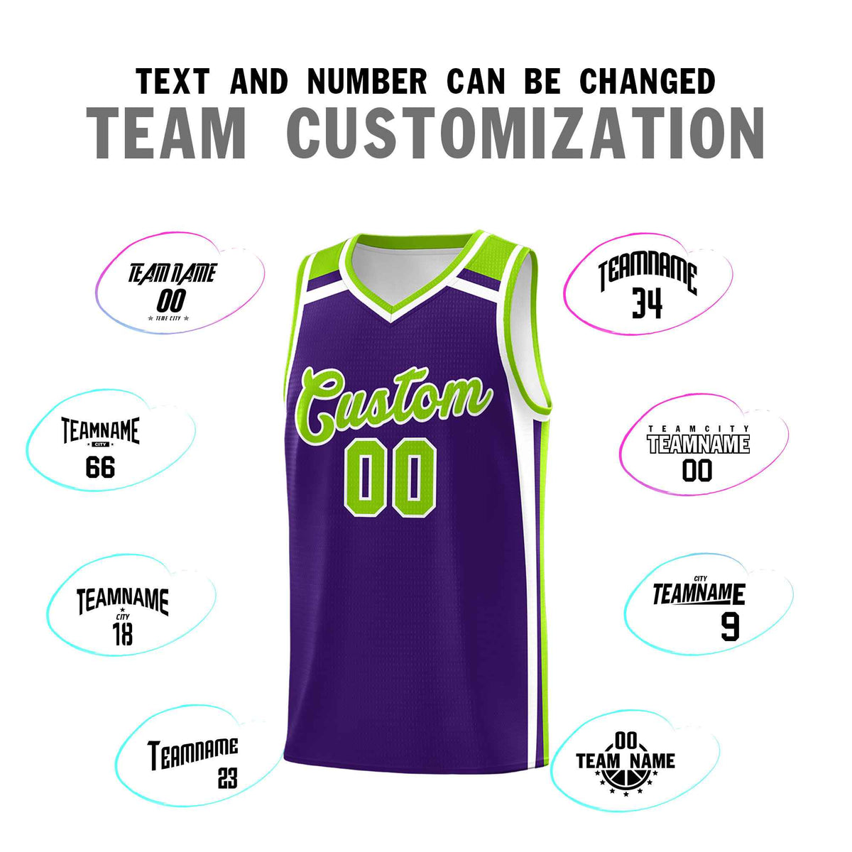 Custom Purple Neon Green White Trendy Color Charge Series Sports Uniform Basketball Jersey| KXKSHOP