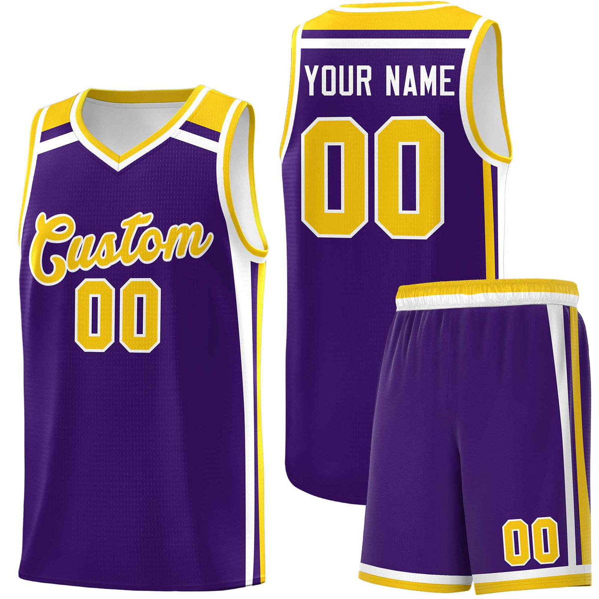 Custom Purple Gold White Trendy Color Charge Series Sports Uniform Basketball Jersey| KXKSHOP