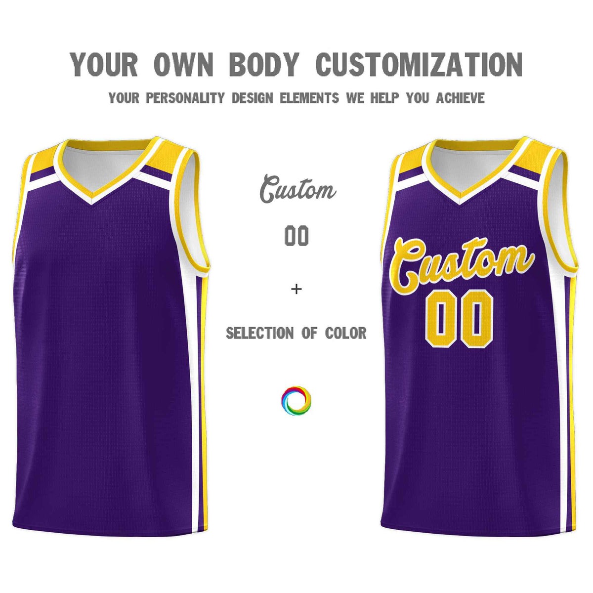 Custom Purple Gold White Trendy Color Charge Series Sports Uniform Basketball Jersey| KXKSHOP