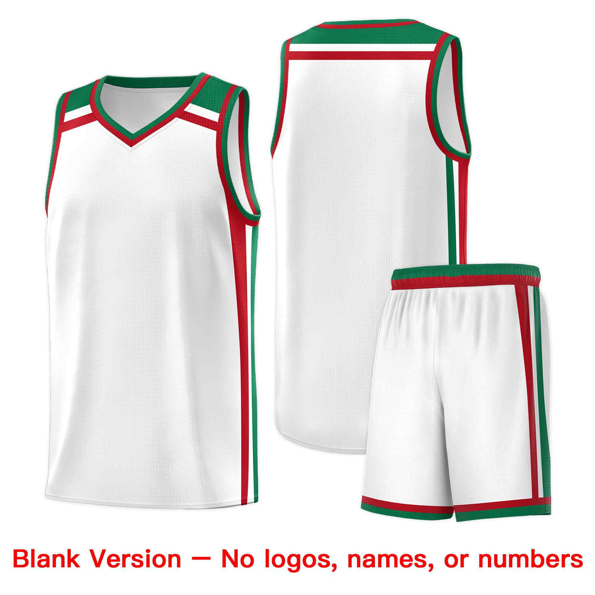 Custom White Kelly Green Red Trendy Color Charge Series Sports Uniform Basketball Jersey| KXKSHOP