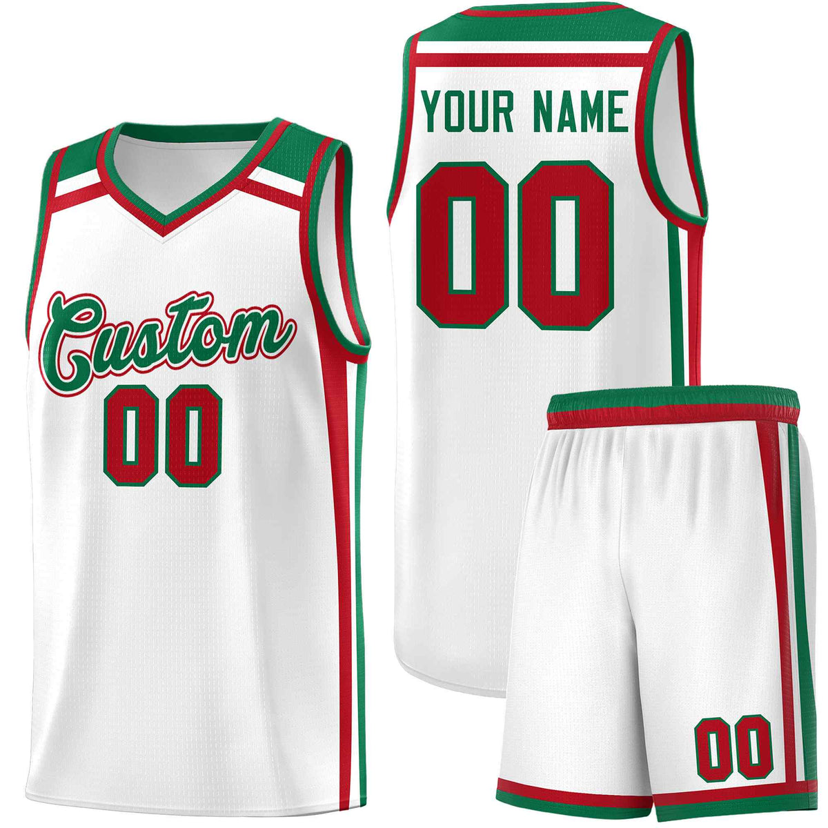 Custom White Kelly Green Red Trendy Color Charge Series Sports Uniform Basketball Jersey| KXKSHOP