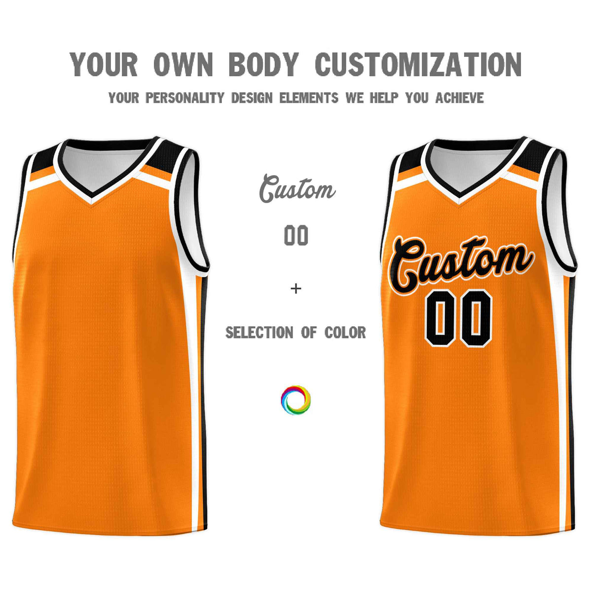 Custom Orange Black White Trendy Color Charge Series Sports Uniform Basketball Jersey