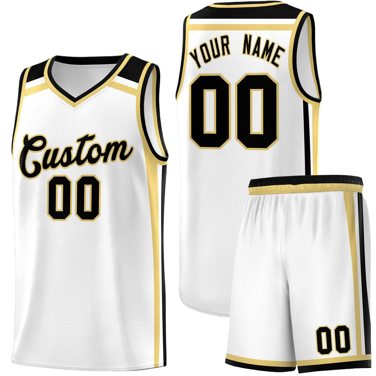 Custom White Khaki Black Trendy Color Charge Series Sports Uniform Basketball Jersey
