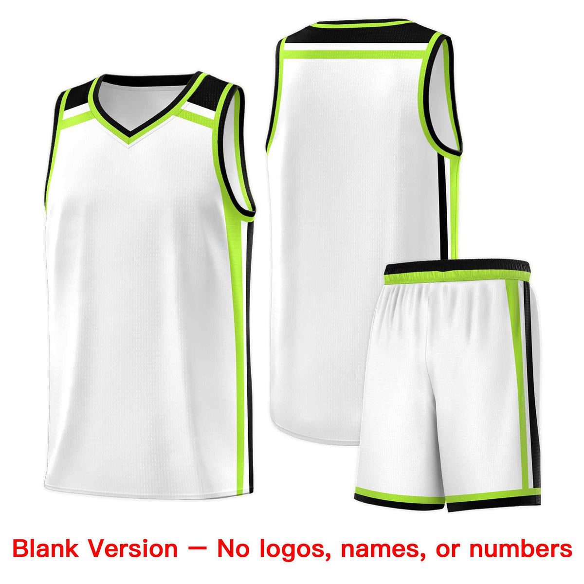 Custom White Black Neon Green Trendy Color Charge Series Sports Uniform Basketball Jersey