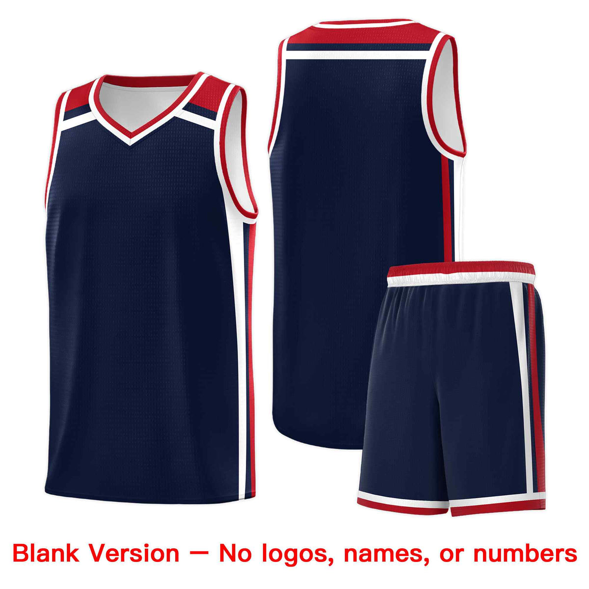 Custom Navy Red White Trendy Color Charge Series Sports Uniform Basketball Jersey