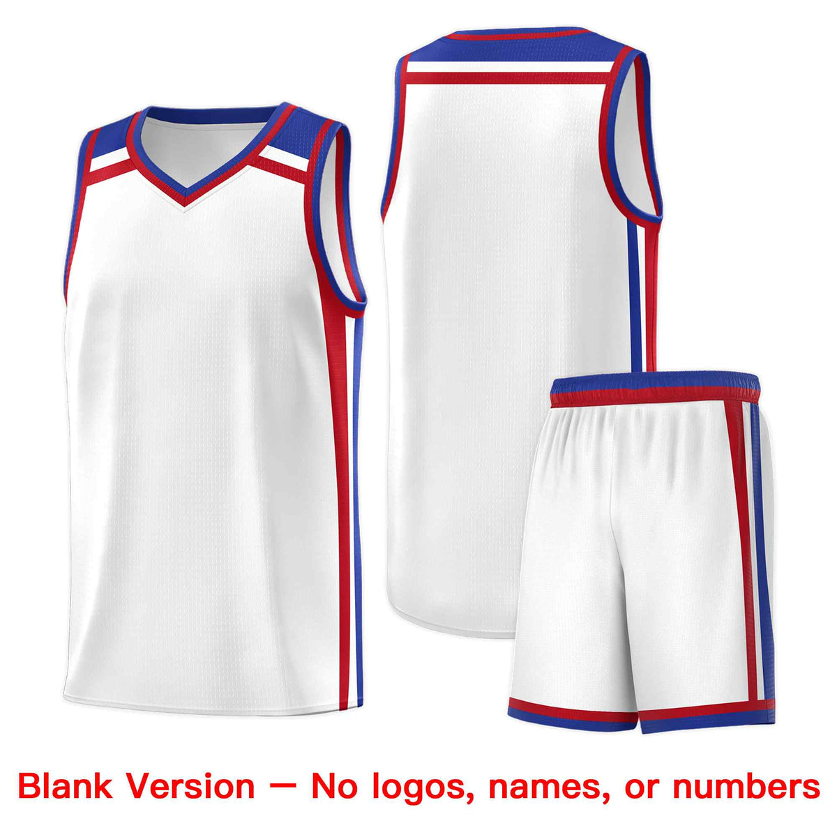 Custom White Royal Blue Red Trendy Color Charge Series Sports Uniform Basketball Jersey