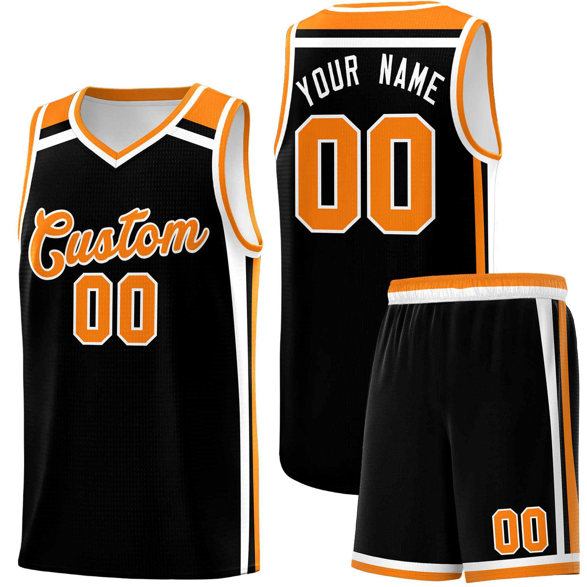 Custom Black Orange White Trendy Color Charge Series Sports Uniform Basketball Jersey