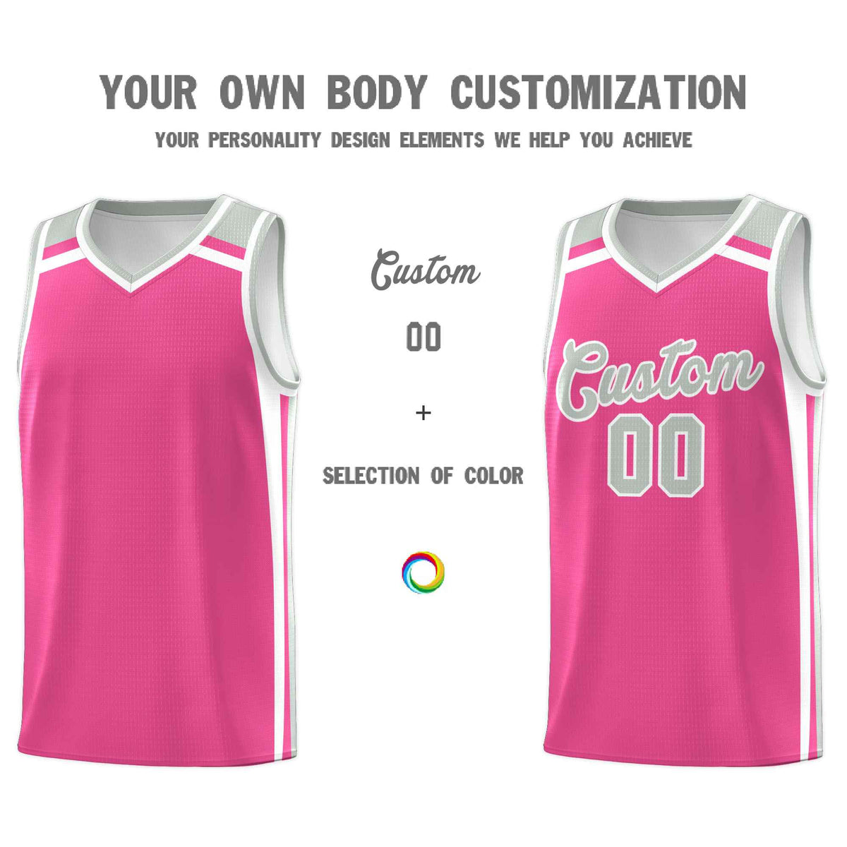 Custom Pink White Gray Trendy Color Charge Series Sports Uniform Basketball Jersey
