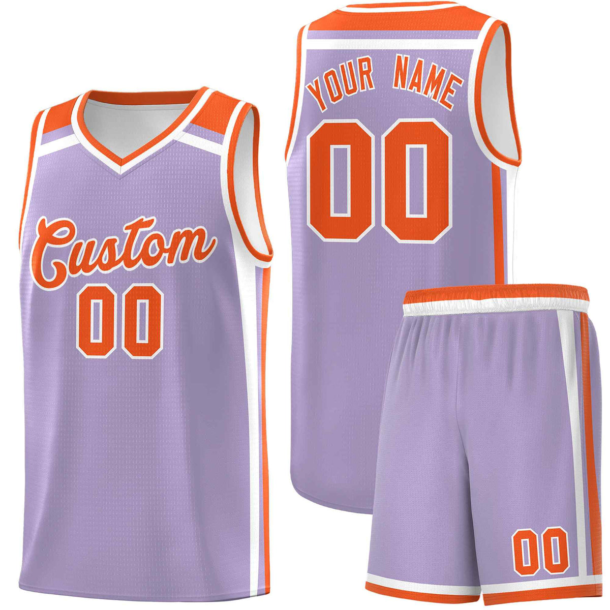 Custom Light Purple Orange White Trendy Color Charge Series Sports Uniform Basketball Jersey