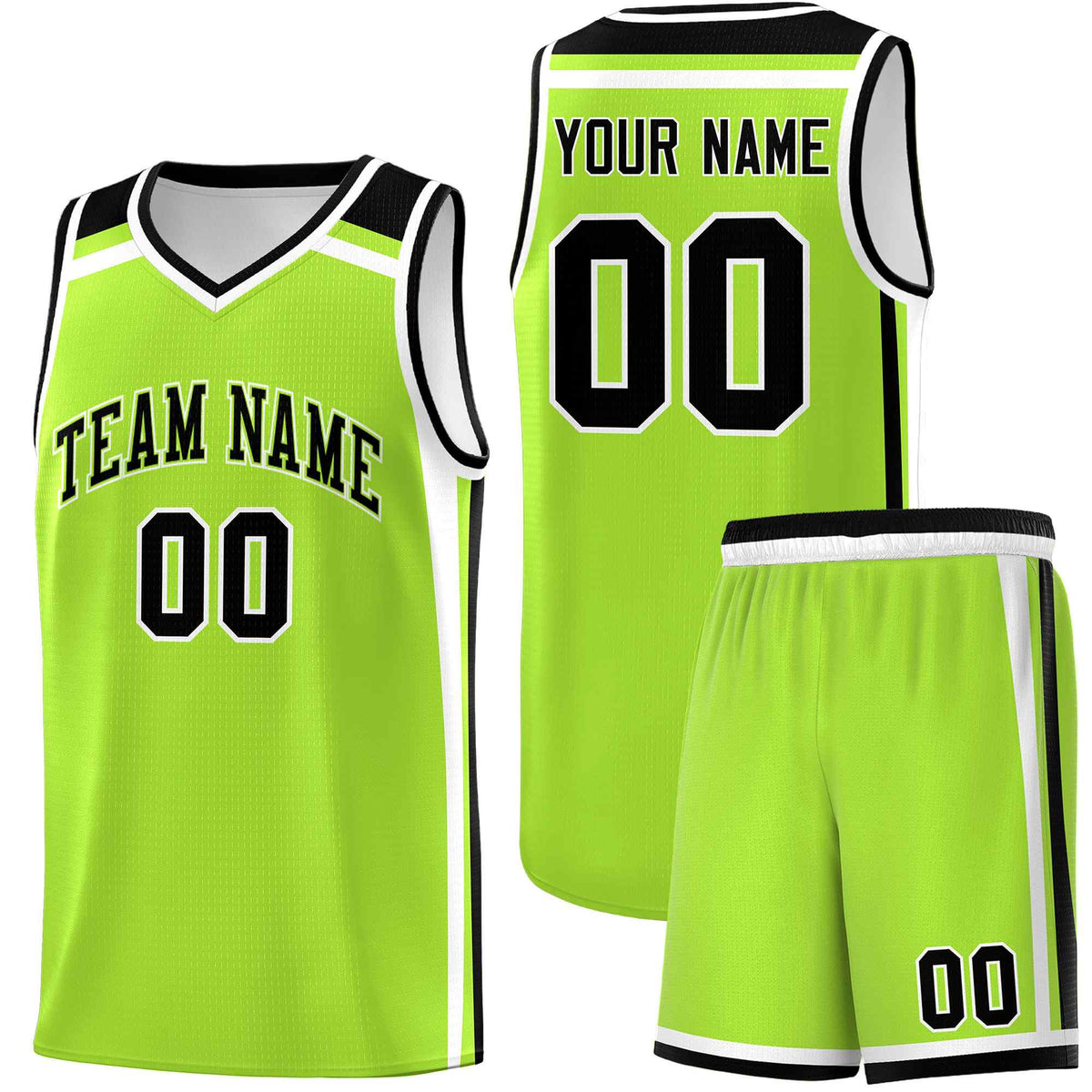 Custom Neon Green White Black Trendy Color Charge Series Sports Uniform Basketball Jersey