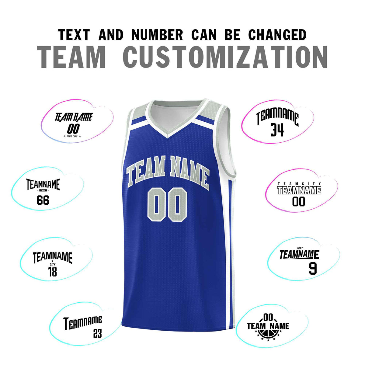 Custom Royal Blue White Gray Trendy Color Charge Series Sports Uniform Basketball Jersey