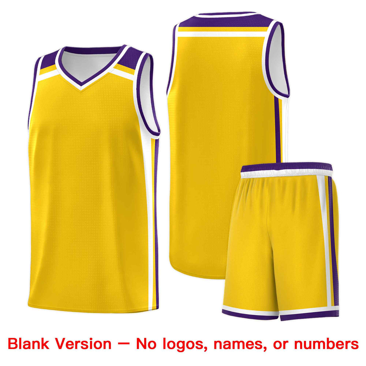 Custom Gold Purple White Trendy Color Charge Series Sports Uniform Basketball Jersey