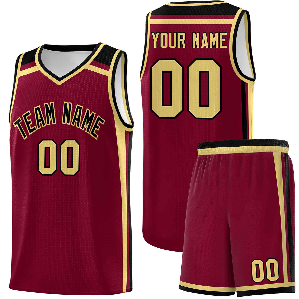Custom Crimson Khaki Black Trendy Color Charge Series Sports Uniform Basketball Jersey