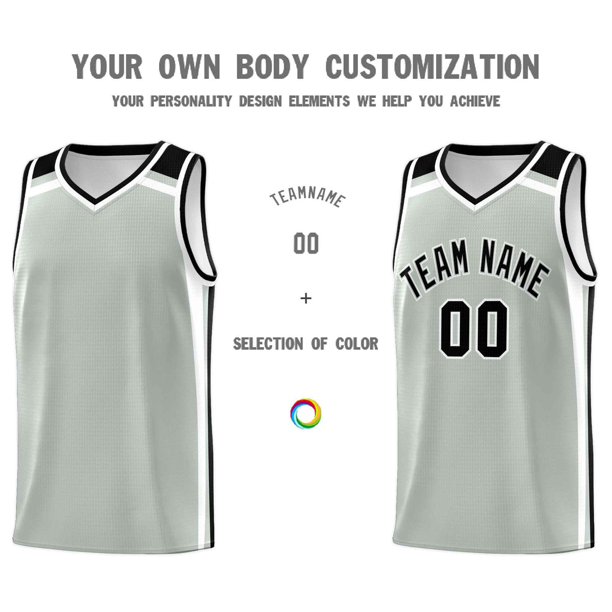 Custom Gray Black White Trendy Color Charge Series Sports Uniform Basketball Jersey
