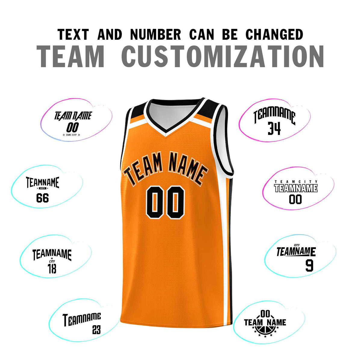 Custom Orange Black White Trendy Color Charge Series Sports Uniform Basketball Jersey