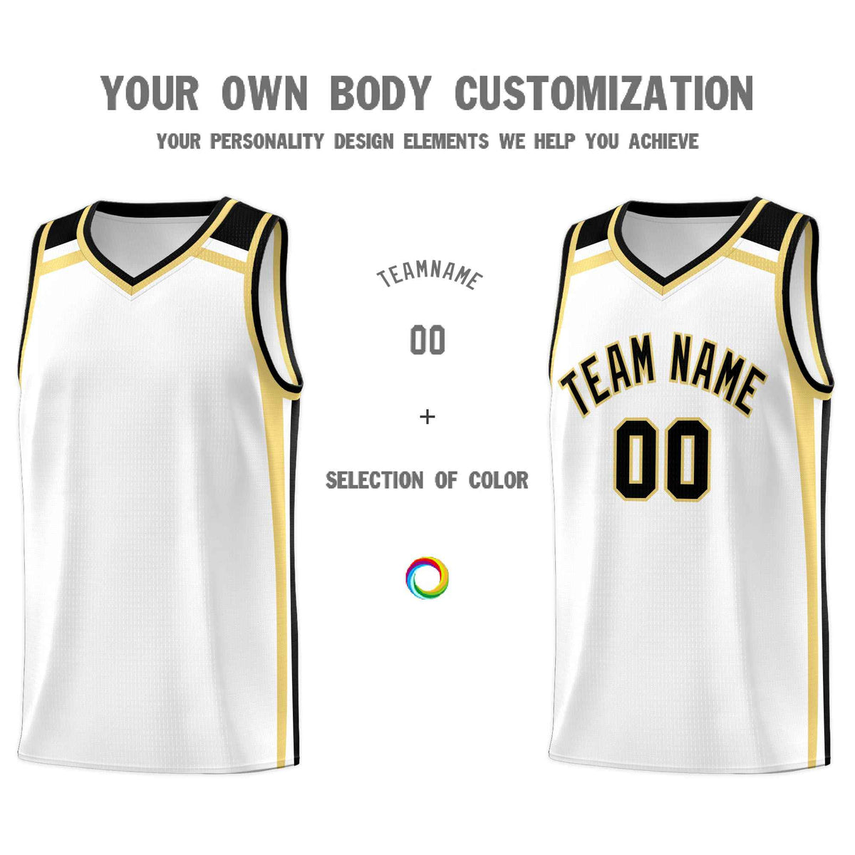 Custom White Khaki Black Trendy Color Charge Series Sports Uniform Basketball Jersey