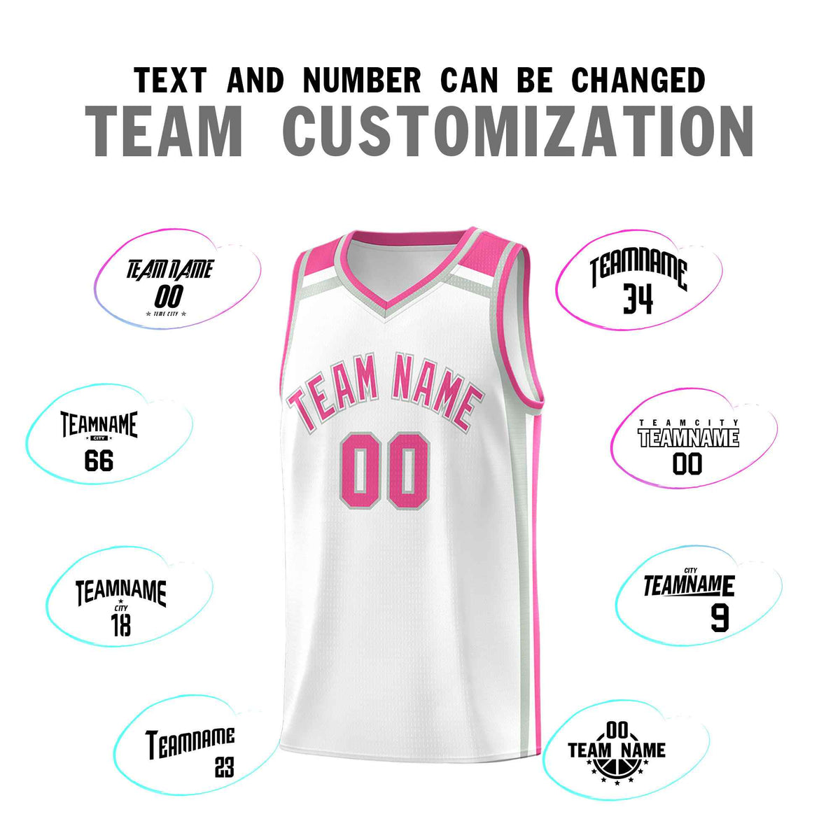 Custom White Gray Pink Trendy Color Charge Series Sports Uniform Basketball Jersey