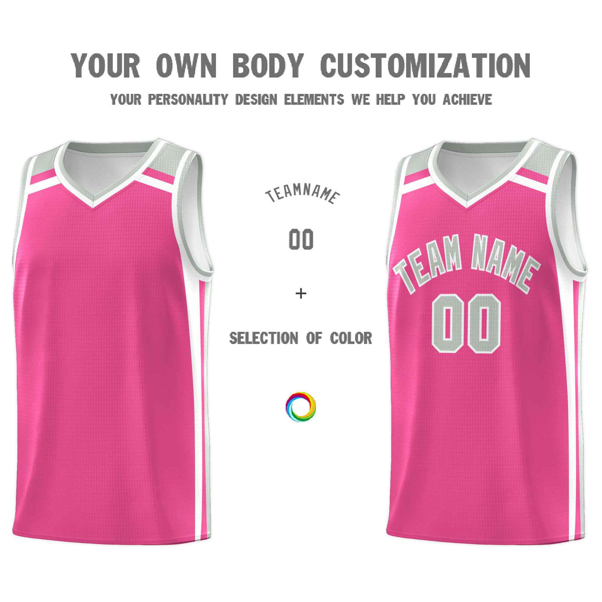 Custom Pink White Gray Trendy Color Charge Series Sports Uniform Basketball Jersey