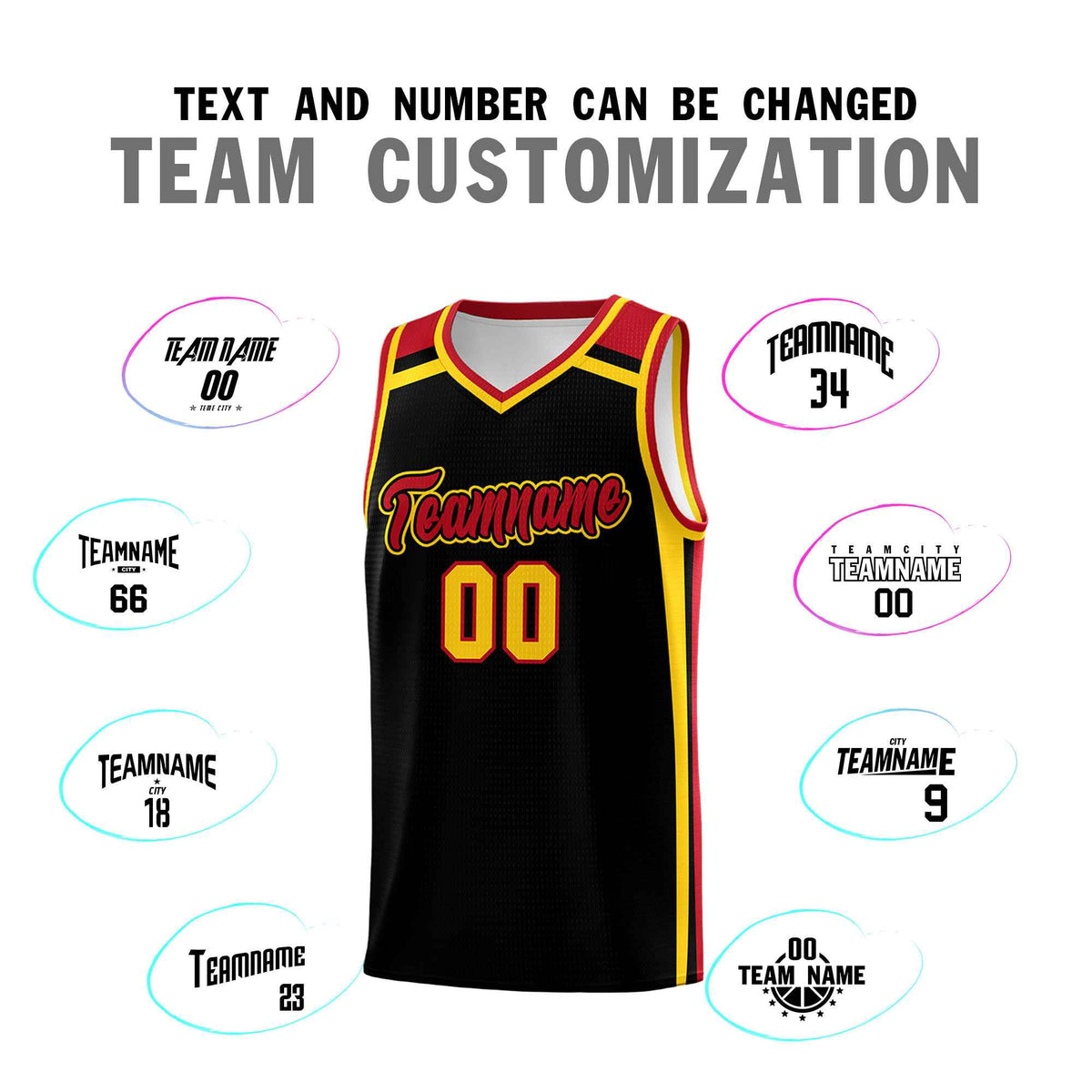 Custom Black Gold Red Trendy Color Charge Series Sports Uniform Basketball Jersey