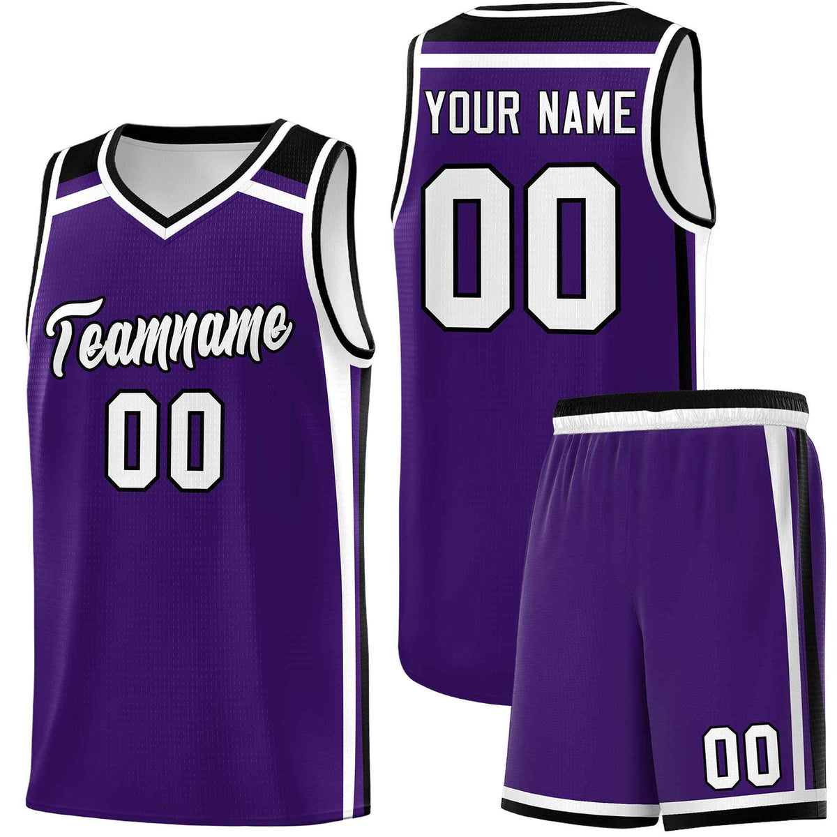 Custom Purple White Black Trendy Color Charge Series Sports Uniform Basketball Jersey