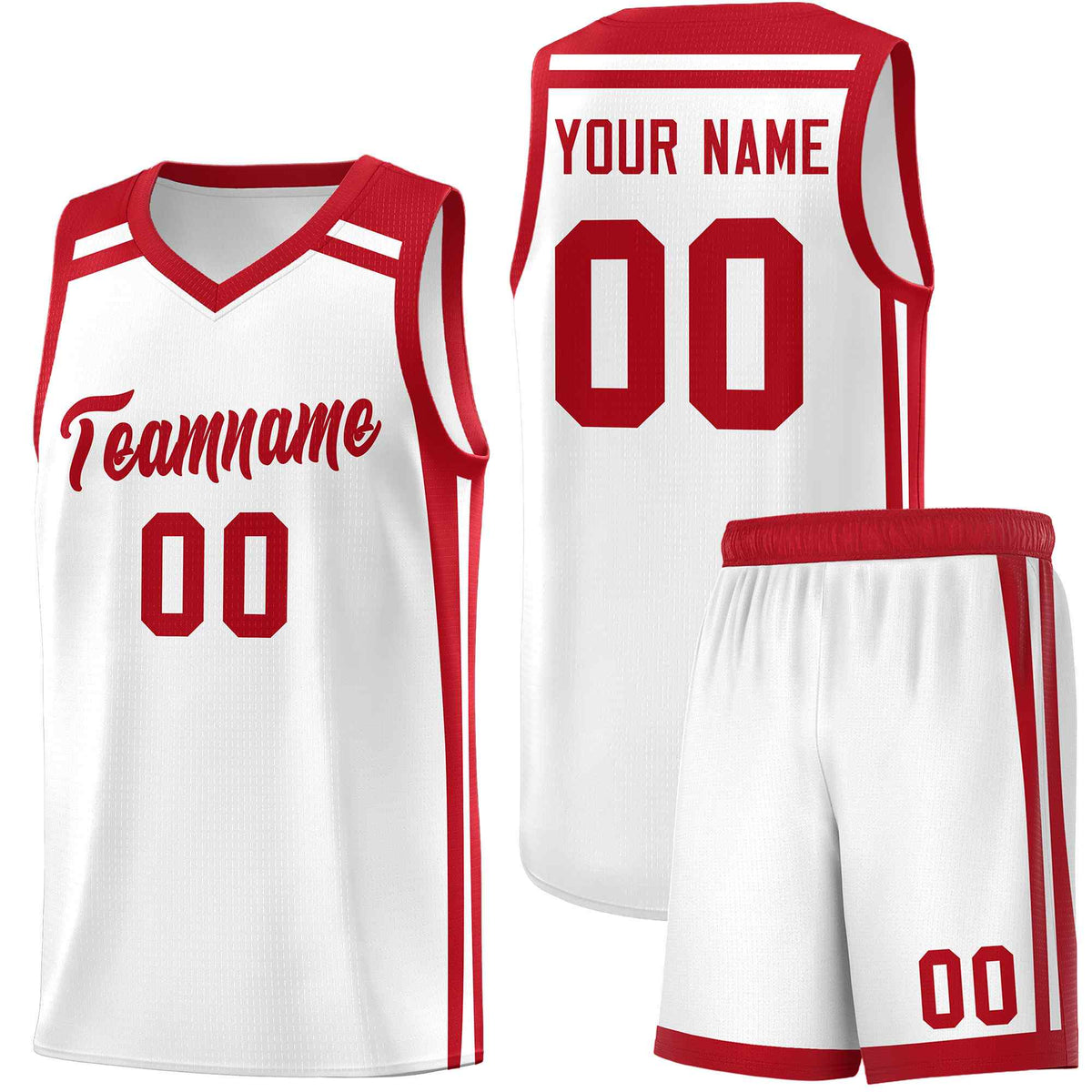 Custom White Red  Trendy Color Charge Series Sports Uniform Basketball Jersey