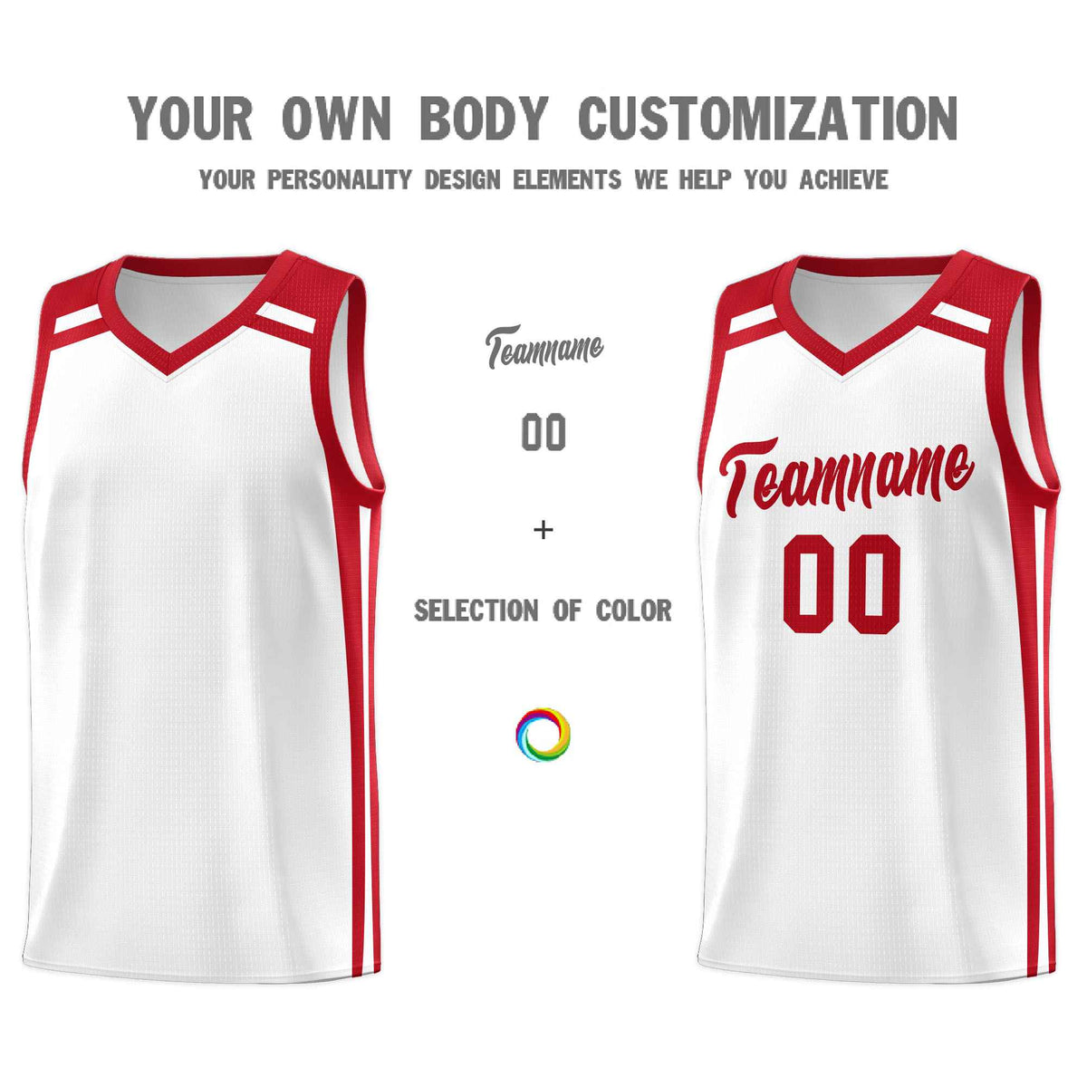 Custom White Red  Trendy Color Charge Series Sports Uniform Basketball Jersey