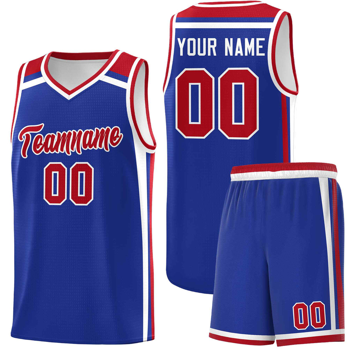 Custom Royal Blue Red White Trendy Color Charge Series Sports Uniform Basketball Jersey